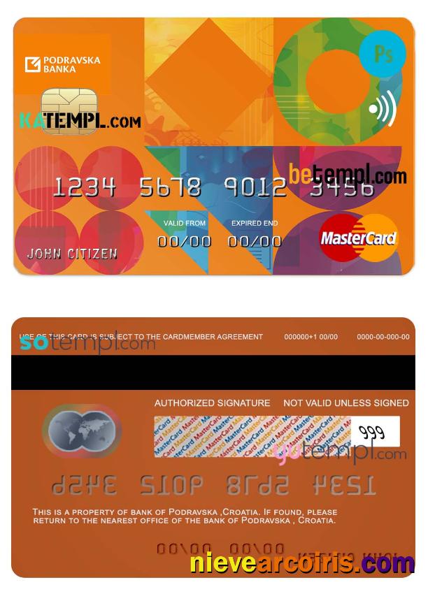 Croatia Podravska bank mastercard credit card